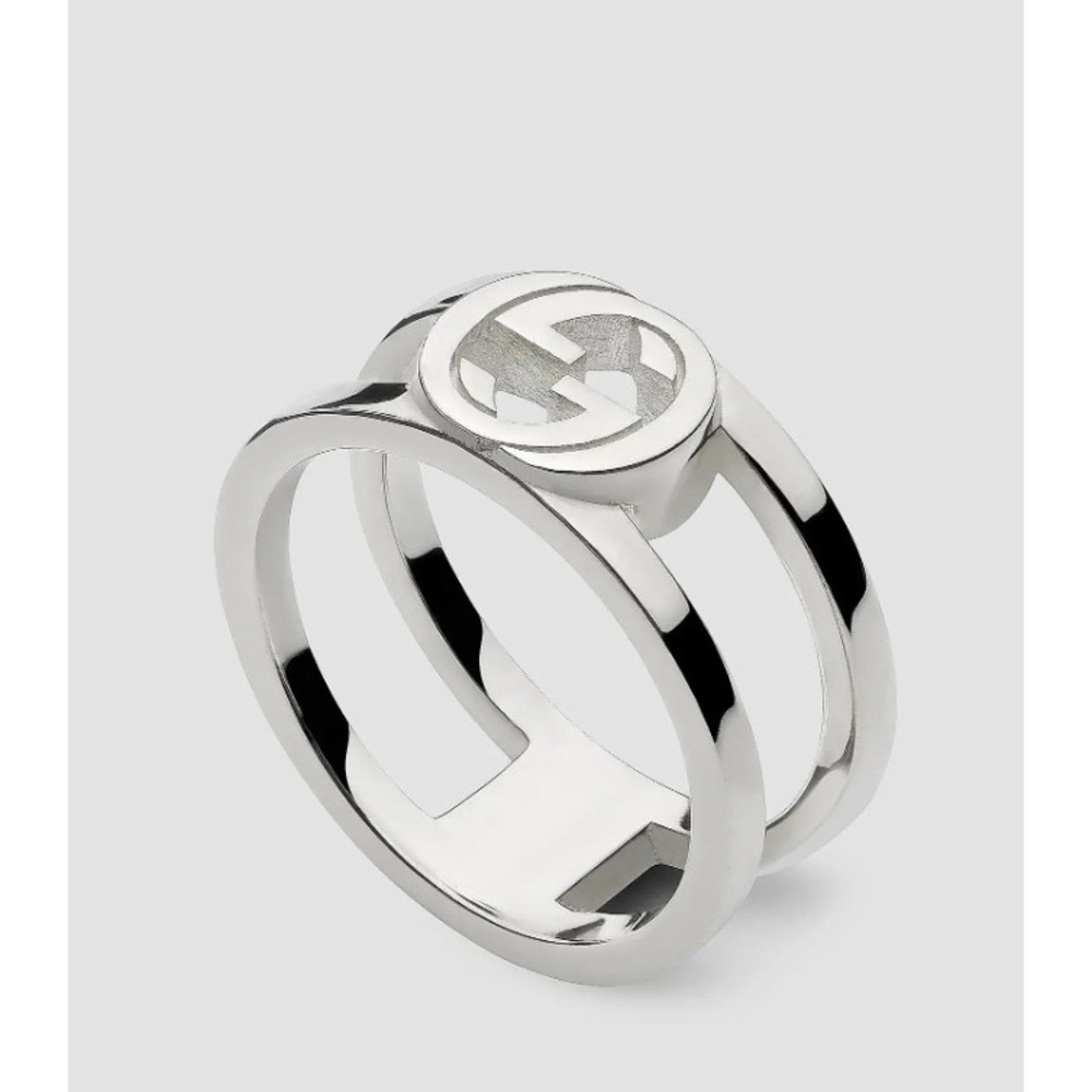 Gucci Interlocking G Open Band Ring Sterling Silver 925 IT 18 295716 Italy